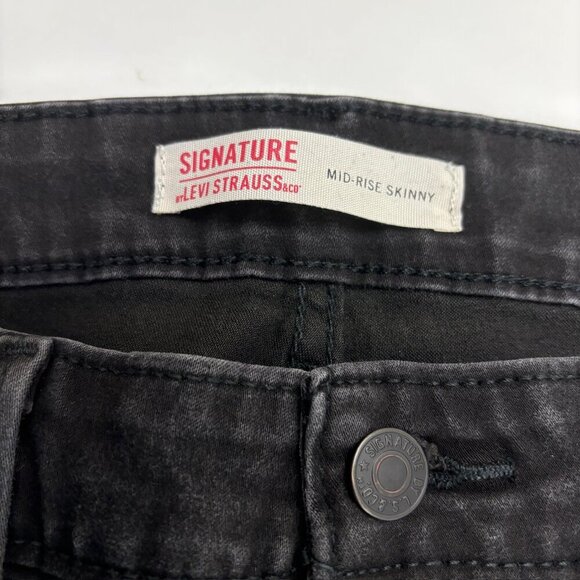 Signature Mid Rise Skinny Women's size 12 Long Black Denim jeans - Picture 2 of 4